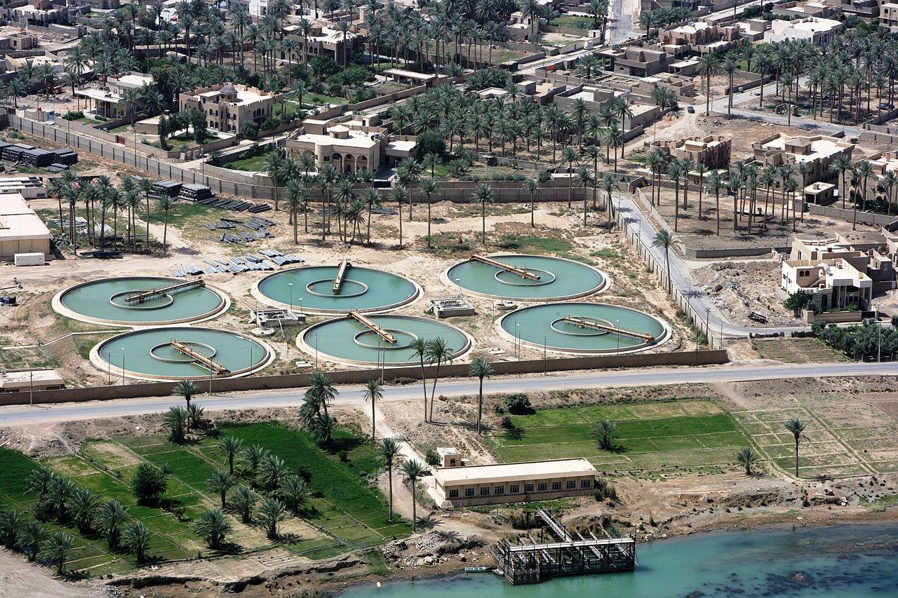 Aerial view of a water treatment plant in Ramadi, Iraq.